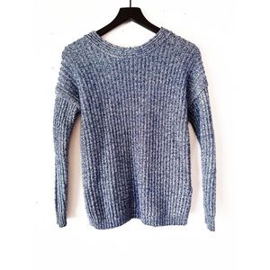 ASOS Women’s 6 Heathered Blue Back Cut Out Cable Knit Sweater